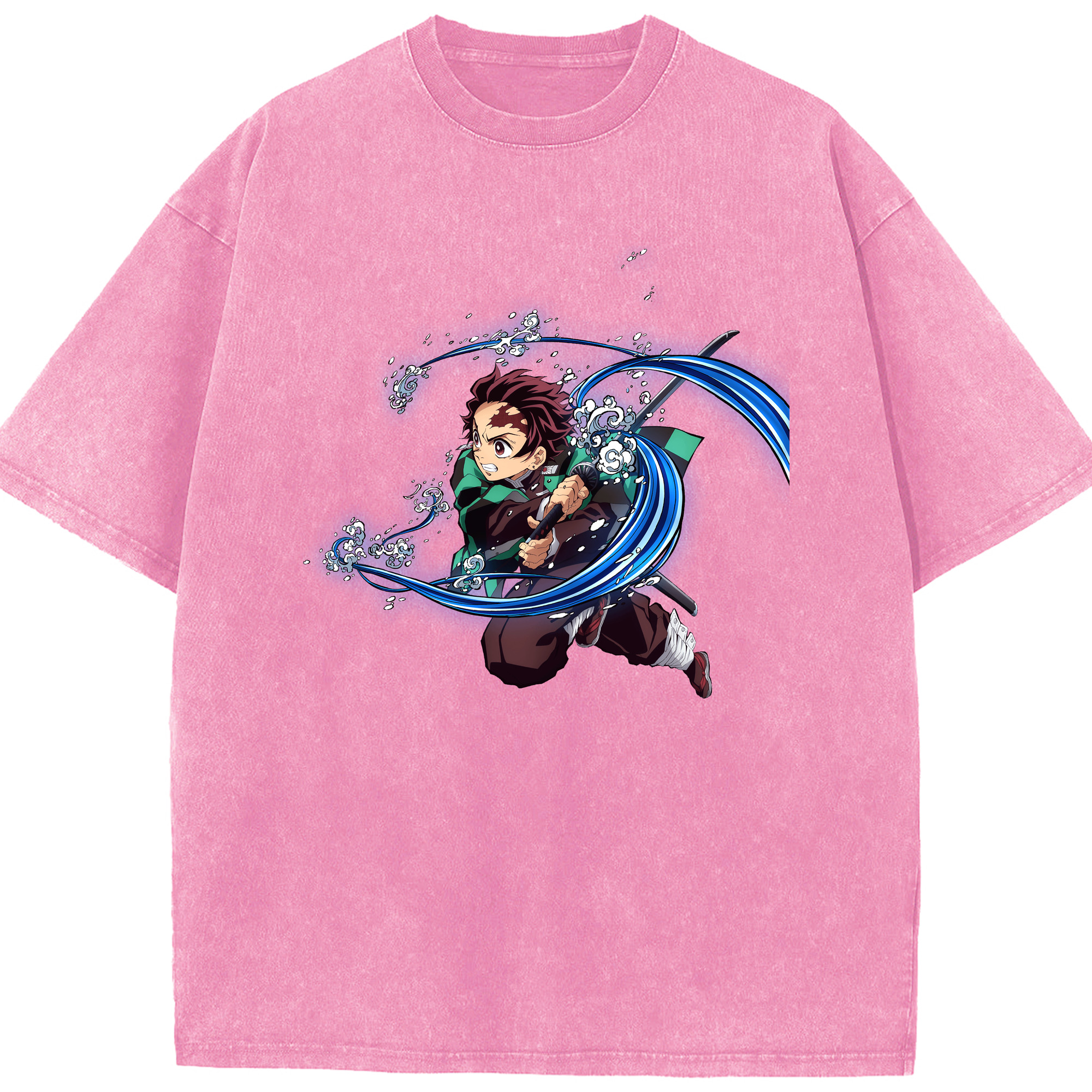 （画像用） 鬼滅の刃 竈門 炭治郎／かまど たんじろう Kamado Tanjirou 綿100% ヴィンテージ風 半袖Tシャツ（フロントプリント）